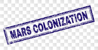 Mars kolonizasyon damga mühür kauçuk yazdırma stilini ve Çift Kişilik çerçeveli dikdörtgen şekli ile yazdırma. Damga şeffaf bir arka plan üzerine yerleştirilen.