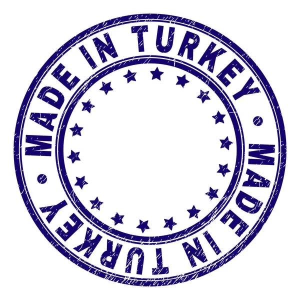 Grunge texturerat tillverkad i Turkiet runda stämpelplatta — Stock vektor