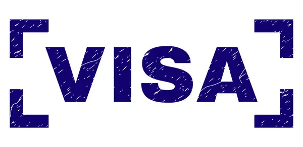 Grunge texturierte Visa Stempel Siegel zwischen den Ecken — Stockvektor