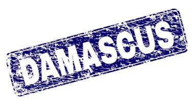 Yuvarlatılmış dikdörtgen damga grunge Damascus çerçeveli