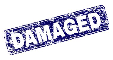 Çizik hasarlı çerçeveli yuvarlatılmış dikdörtgen damgası