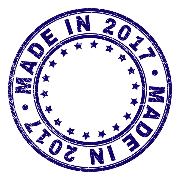Grunge texturizado MADE em 2017 selo de carimbo redondo — Vetor de Stock