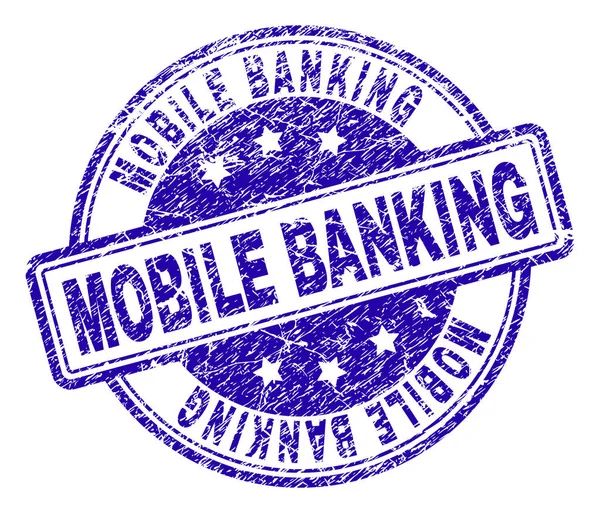 Grunge texturierte mobile Banking Stempel Siegel — Stockvektor