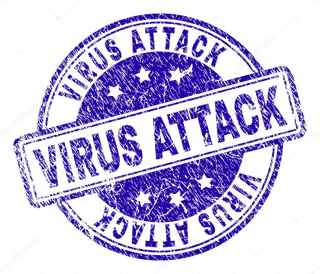 Scratched Textured VIRUS ATTACK Stamp Seal