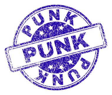 Serseri damga mühür sıkıntı doku ile künye. Yuvarlak köşeli dikdörtgenler ve daireler ile tasarlanmış. Mavi vektör kauçuk baskı aşınmış doku ile Punk metin.