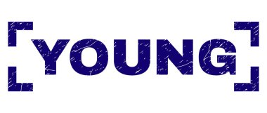 Çizik dokulu genç köşe içinde mühür damgası