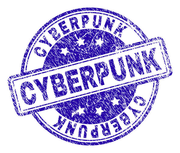 Царапнутая текстурированная печать киберпунка
