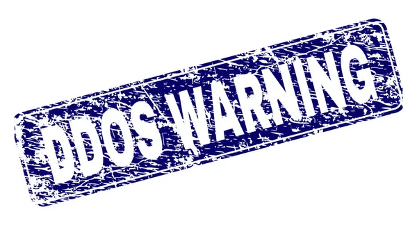 Sello de rectángulo redondeado enmarcado de advertencia DDOS rayado — Vector de stock