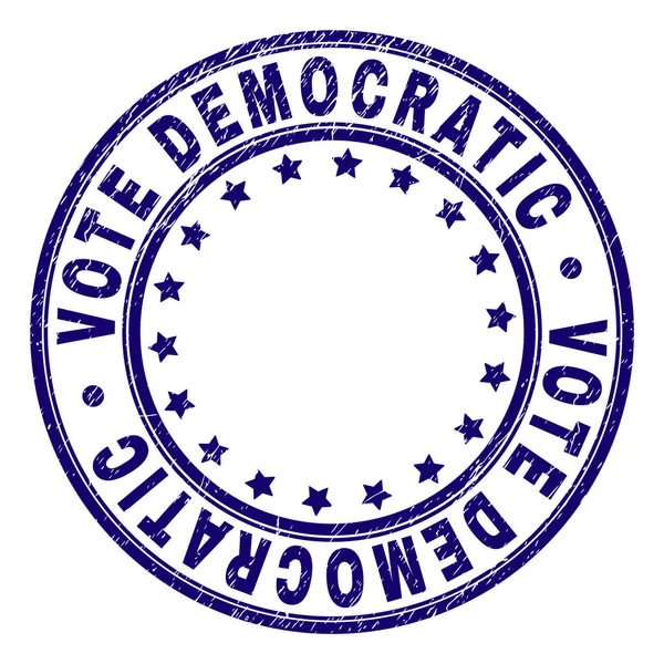 Grunge Textured VOTE DEMOCRATIC Sigillo francobollo rotondo — Vettoriale Stock