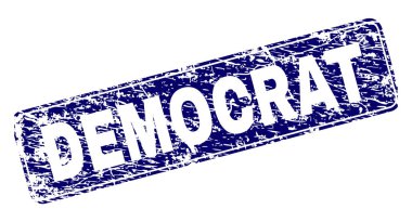 Yuvarlatılmış dikdörtgen damga çizilmiş Demokrat çerçeveli