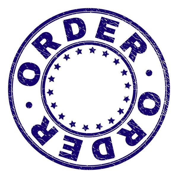 Selo de carimbo redondo de ordem texturizada riscada — Vetor de Stock