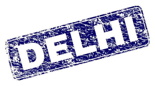 Grunge Δελχί πλαισιωμένο σφραγίδα στρογγυλεμένο ορθογώνιο — Διανυσματικό Αρχείο