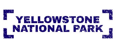 Dokulu Yellowstone Milli Parkı damga mühür köşeleri içinde çizik