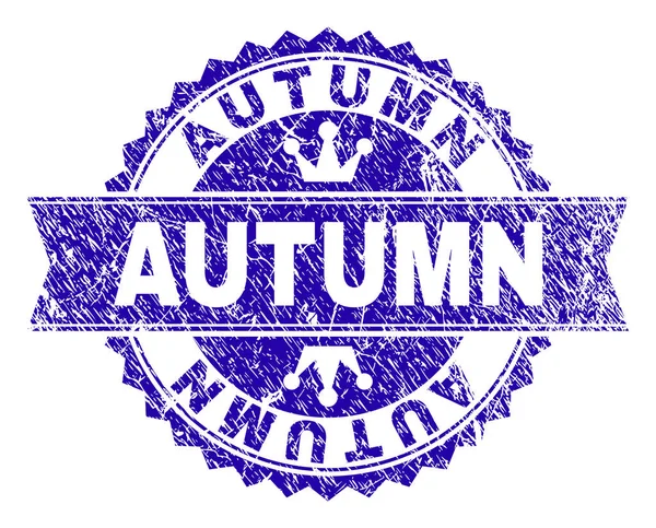 Repad texturerat hösten stämpelplatta med band — Stock vektor