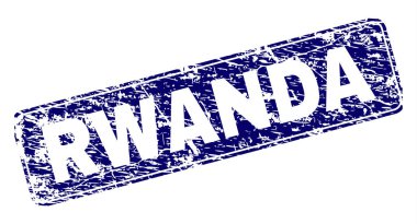 Yuvarlatılmış dikdörtgen damga grunge Ruanda çerçeveli