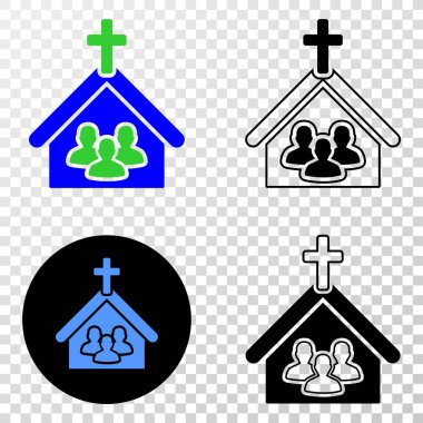 Bileşimi Gradiented noktalı kilise insanlar ve Grunged damgası