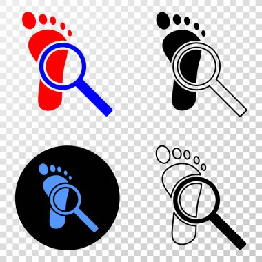 Bileşimi Gradiented noktalı ayak izi denetim büyüteç ve Grunged damgası