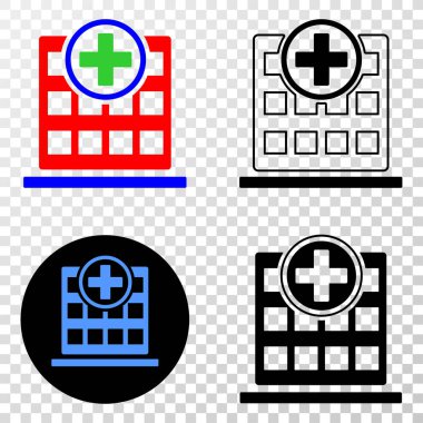 Kolaj Gradiented noktalı hastane Binası ve Grunged damgası