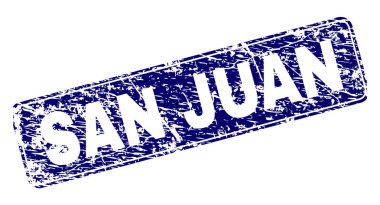 Yuvarlatılmış dikdörtgen damga grunge San Juan çerçeveli