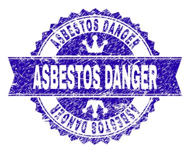 Grunge asbest tehlike damga mühür kurdele ile dokulu