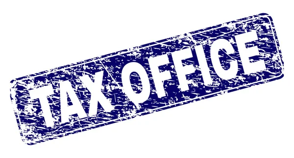 Selo de retângulo arredondado emoldurado TAX OFFICE Scratched — Vetor de Stock