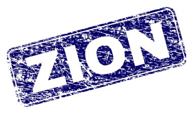 Yuvarlatılmış dikdörtgen damga grunge Zion çerçeveli