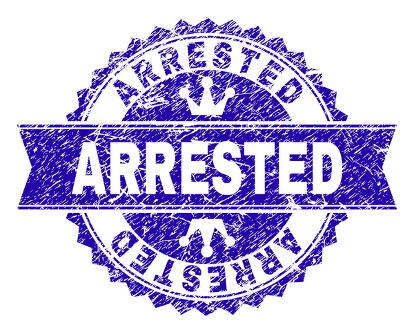 Sello de sello ARRESTED con textura rayada con cinta — Vector de stock