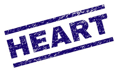 Dokulu kalp damga mühür çizik