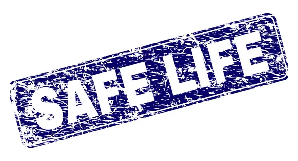 Подряпаний SAFE LIFE рамка круглий прямокутник Штамп — стоковий вектор