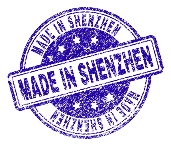 Scratched Textured MADE IN SHENZHEN Stamp Seal — Stock Vector