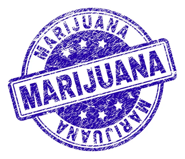 Sello de sello con textura rayada MARIJUANA — Vector de stock