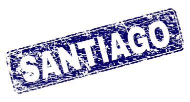 Yuvarlatılmış dikdörtgen damga grunge Santiago çerçeveli