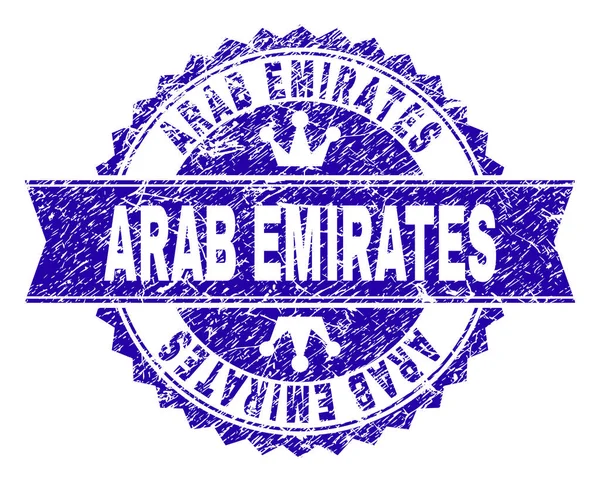 Gekraste getextureerde Arabische Emiraten stempel-zegel met lint — Stockvector