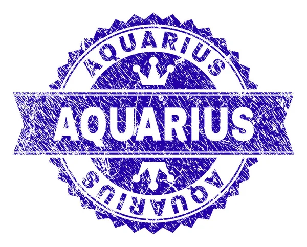 Grunge Texturé AQUARIUS Stamp Seal avec ruban — Image vectorielle