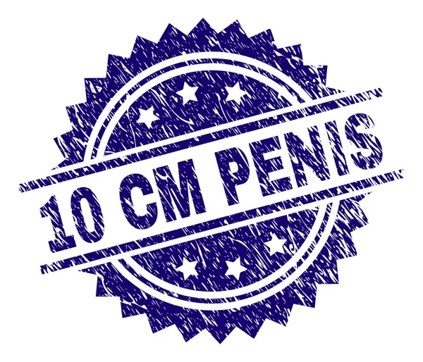 Gekrast getextureerde 10 Cm Penis stempel-zegel — Stockvector