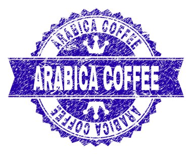 Grunge Arabica kahve damga mühür kurdele ile dokulu