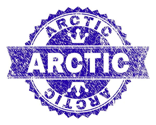 Scratched Textured ARCTIC Stamp Seal with Ribbon — Stock Vector