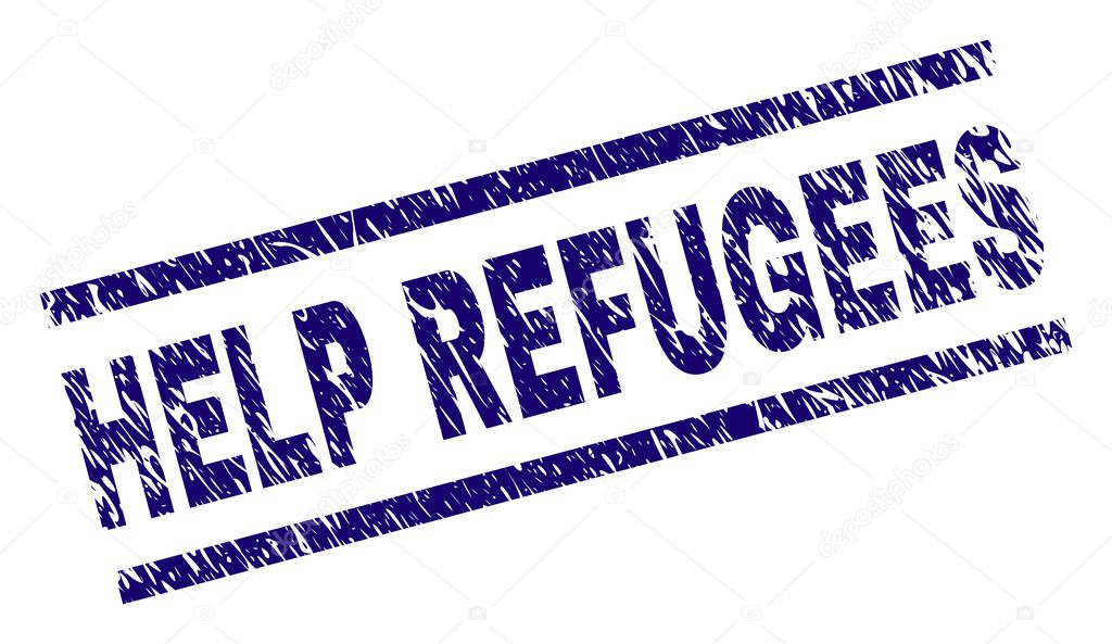 Scratched Textured HELP REFUGEES Stamp Seal