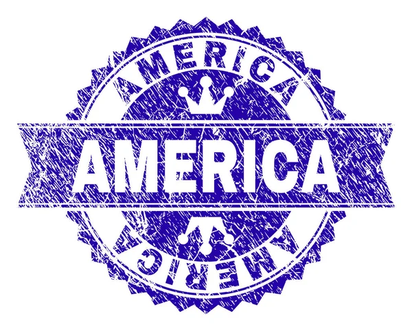 Sello de sello con textura rayada de AMERICA con cinta — Vector de stock