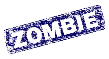 Yuvarlatılmış dikdörtgen damga grunge zombi çerçeveli