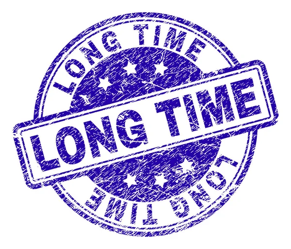 Scratched Textured LONG TIME Stamp Seal — Stock Vector