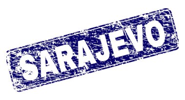 Yuvarlatılmış dikdörtgen damga çizilmiş Saraybosna çerçeveli