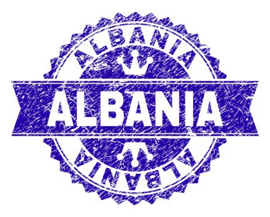 Grunge Arnavutluk damga mühür kurdele ile dokulu