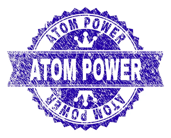 Sello de sello ATOM POWER con textura Grunge con cinta — Vector de stock