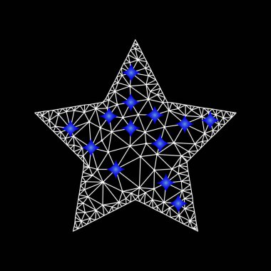 Vektör kafes kırmızı yıldız simgesi mavi elmas ile