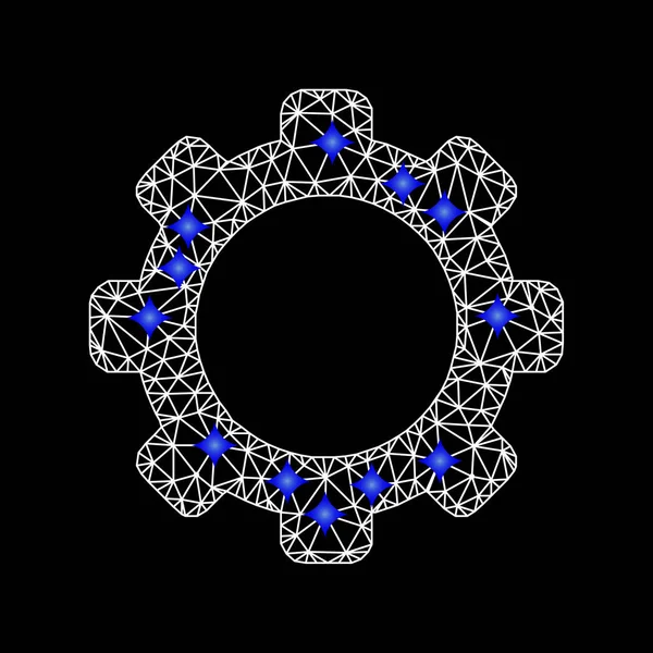 带蓝色钻石的矢量网状齿轮图标 — 图库矢量图片