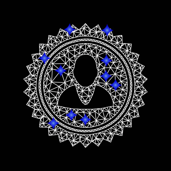 Icône de sceau de cachet d'utilisateur de maille vectorielle avec des diamants bleus — Image vectorielle