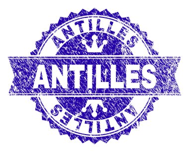 Grunge Antilleri damga mühür kurdele ile dokulu