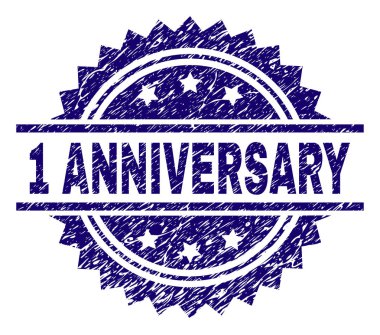 Grunge 1 yıldönümü damga mühür dokulu