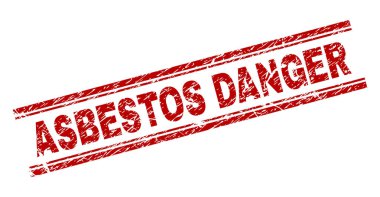 Dokulu asbest tehlike damga mühür çizik